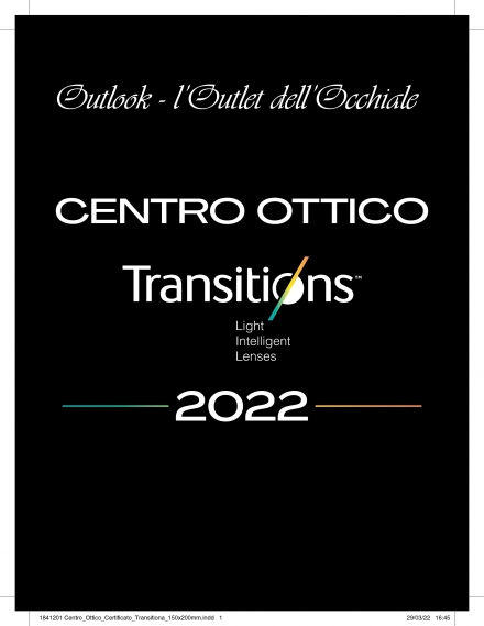 LENTI TRANSITIONS PUNTO VENDITA CERTIFICATO - OUTLOOK - Outlet dell'Occhiale
