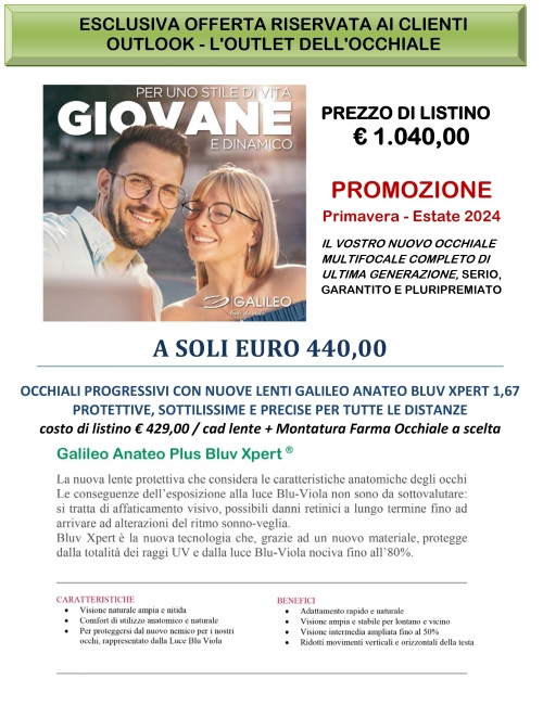 MAGGIO 2024 - PROMO-PROGRESSIVI GALILEO - OUTLOOK - Outlet dell'Occhiale